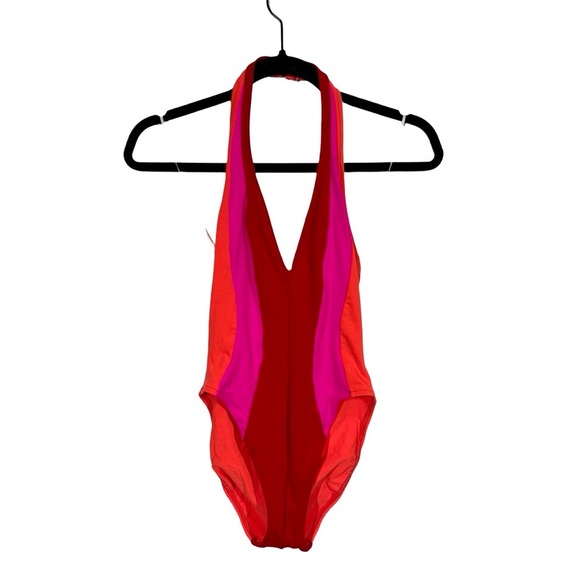 Keiko NY Colorblock Halter Hourglass One Piece Bathing Suit Swimsuit - Picture 2 of 8